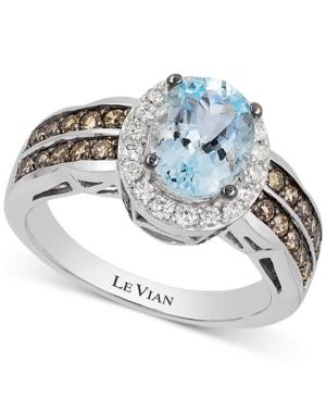 Le Vian Chocolatier Aquamarine (1-3/8 Ct. T.w.) And Diamond (2/3 Ct. T.w.) Ring In 14k White Gold