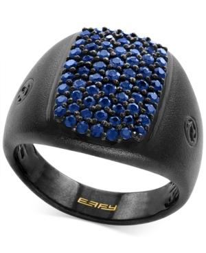 Effy Men's Sapphire Cluster Ring (1-1/3 Ct. T.w.) In Black Rhodium-plated Sterling Silver
