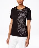 Alfred Dunner Petite Embroidered Embellished T-shirt