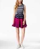 Maison Jules Striped Colorblocked Fit & Flare Dress, Only At Macy's