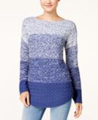Hooked Up By Iot Juniors' Ombre Mixed-knit Tunic Sweater