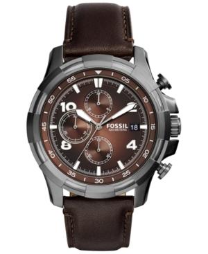 Fossil Men's Chronograph Dean Dark Brown Leather Strap Watch 45mm Fs5113