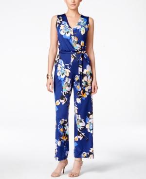 Ny Collection Petite Floral-print Surplice Jumpsuit