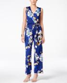 Ny Collection Petite Floral-print Surplice Jumpsuit