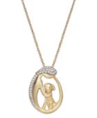 Aspca Tender Voices Diamond Woman And Dog Pendant Necklace In 10k Gold-plated Sterling Silver (1/10 Ct. T.w.)