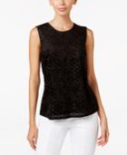 Kasper Burnout-knit Scoop-neck Shell