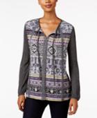 Style & Co Petite Printed Peasant Top, Only At Macy's