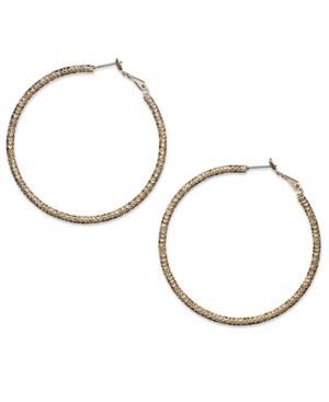 Inc International Concepts Gold-tone Large Textured Hoop Earrrings