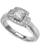 Diamond Princess Cut Halo Engagement Ring (1 Ct. T.w.) In 14k White Gold