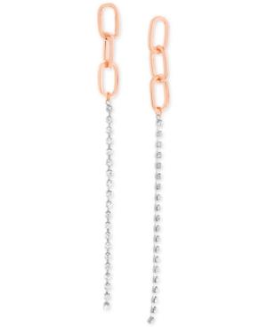 Steve Madden Two-tone Link & Crystal Linear Drop Earrings