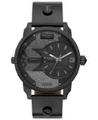 Diesel Women's Mini Daddy Gunmetal Leather Strap Watch 46mm