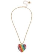 Betsey Johnson Gold-tone Pave Rainbow Heart Pendant Necklace