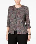 Alex Evenings Plus Size Printed Glitter Jacket & Shell Set