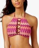 Hula Honey Festival Dream Crochet Strappy High-neck Bikini Top Women's Swimsuit