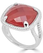 Red Agate Twist Frame Statement Ring In Sterling Silver