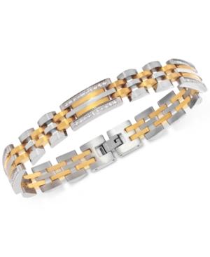 Men's Diamond Two-tone Link Bracelet (1/2 Ct. T.w.) In Stainless Steel And Yellow Ion-plate