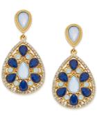 Inc International Concepts Gold-tone Blue Stone And Pave Teardrop Earrings, Only At Macy's