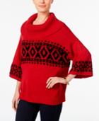 Style & Co Fair Isle Cowl-neck Sweater, Only At Macy's