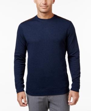 Tasso Elba Men's Big And Tall Faux Suede Shoulder Patch Sweater, Created For Macy's