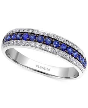 Effy Sapphire (1/5 Ct. T.w.) And Diamond (3/8 Ct. T.w.) Band In 14k White Gold