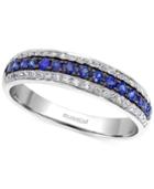 Effy Sapphire (1/5 Ct. T.w.) And Diamond (3/8 Ct. T.w.) Band In 14k White Gold
