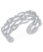 Danori Silver-tone Imitation Pearl Cubic Zirconia Maeva Cuff Bracelet, Only At Macy's
