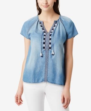Vintage America Lelah Fringe Denim Top