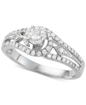 Diamond Openwork Design Engagement Ring (3/4 Ct. T.w.) In 14k White Gold