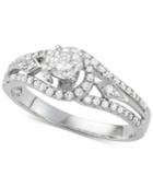 Diamond Openwork Design Engagement Ring (3/4 Ct. T.w.) In 14k White Gold