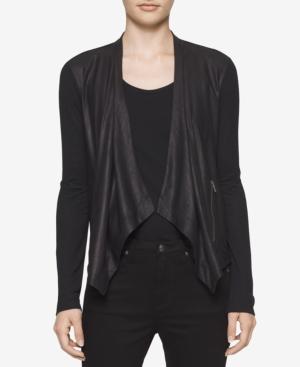 Calvin Klein Jeans Draped Faux-leather Cardigan