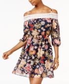Bcx Juniors' Crochet-trim Off-the-shoulder Dress