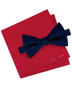 Tommy Hilfiger Men's Conversational Tree Pre-tied Silk Bow Tie & Dot Silk Pocket Square Set