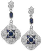 Sapphire (5/8 Ct. T.w.) And Diamond (1/10 Ct. T.w.) Clover Drop Earrings In Sterling Silver