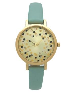 Confetti Thin Leather Strap Watch