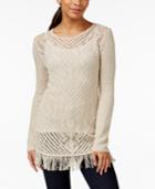 Style & Co. Sheer Crochet Tunic Sweater, Only At Macy's