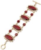 Carolee Gold-tone Red Stone Toggle Bracelet
