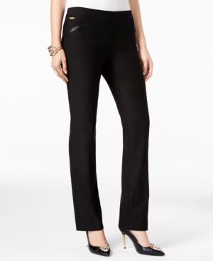 Thalia Sodi Faux-leather-trim Bootcut Pants, Only At Macy's