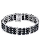Black Sapphire (50 Ct. T.w.) & Diamond Accent Link Bracelet In Sterling Silver