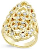 Inc International Concepts Gold-tone Filigree Crystal Statement Ring, Only At Macy's