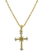 Vatican Necklace, Gold-tone Crystal Cross Pendant