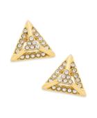 Abs By Allen Schwartz Gold-tone Pave Pyramid Stud Earrings