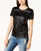 Armani Exchange Faux-leather-front T-shirt