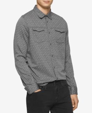 Calvin Klein Jeans Men's Herringbone Geo-print Shirt