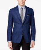 Dkny Men's Slim-fit Blue Windowpane Wool Sport Coat