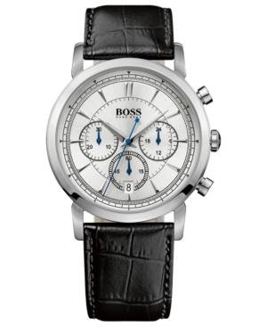 Hugo Boss Watch, Men's Chronograph Black Calfskin Leather Strap 42mm Hb1013 1512779