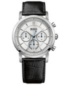 Hugo Boss Watch, Men's Chronograph Black Calfskin Leather Strap 42mm Hb1013 1512779