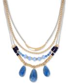 Kenneth Cole New York Two-tone Large Stone Beaded Multi-layer Statement Necklace