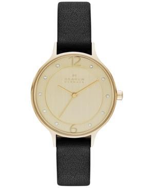 Skagen Women's Anita Black Leather Strap Watch 30mm Skw2266