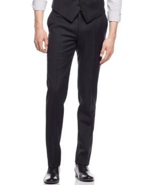 Bar Iii Black Solid Extra Slim-fit Pants