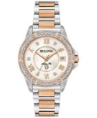 Bulova Women's Diamond Accent Marine Star Two-tone Stainless Steel Bracelet Watch 32mm 98r234